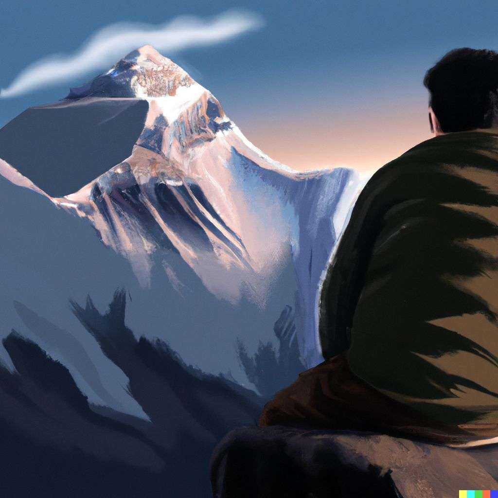 someone gazing at Mount Everest, digital art, realism